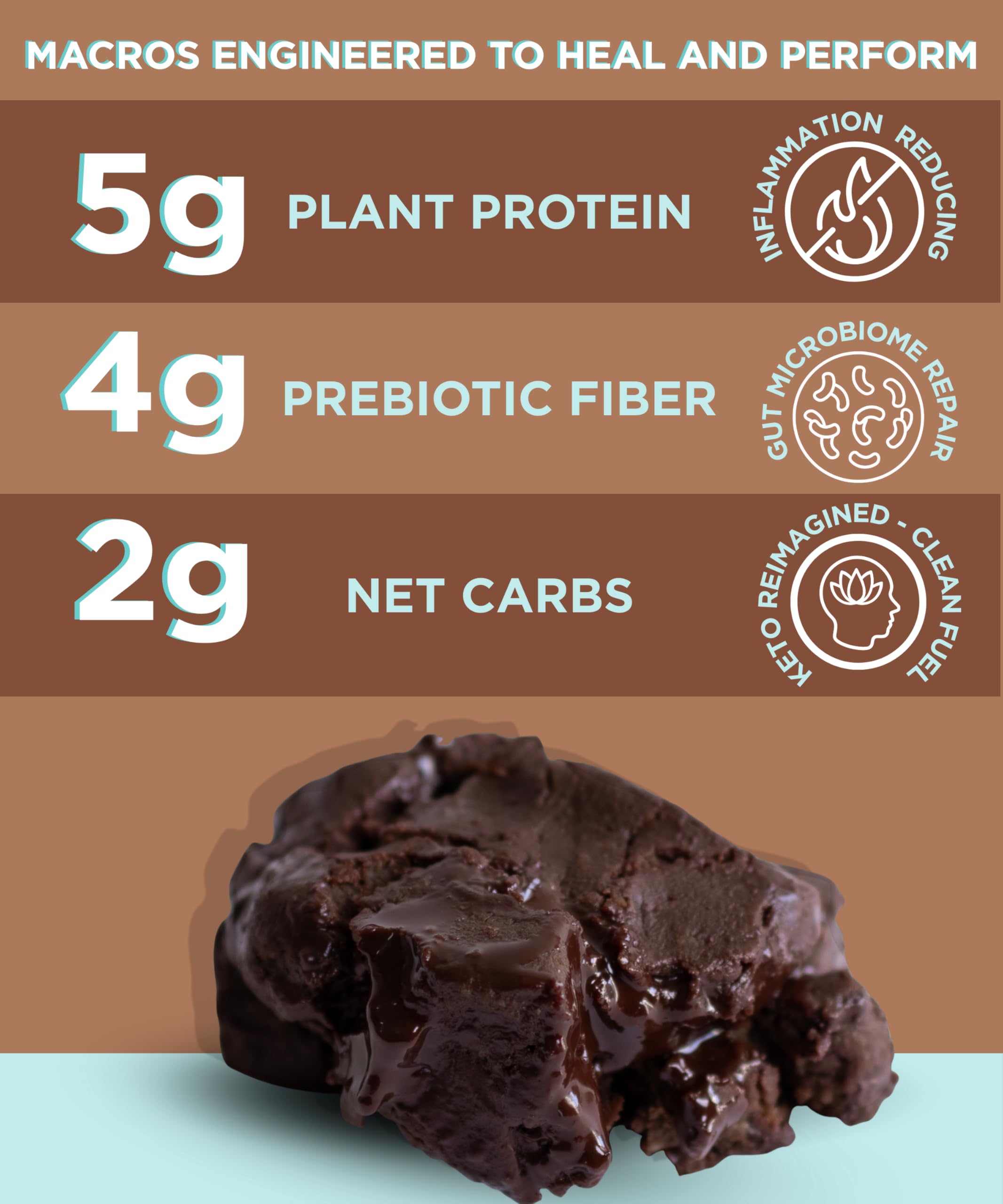 100Cal barra chocolate brownie, opción vegana y libre de gluten para la salud intestinal.
