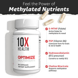 Etiqueta frontal de 10X Health System con diseño claro de ingredientes.