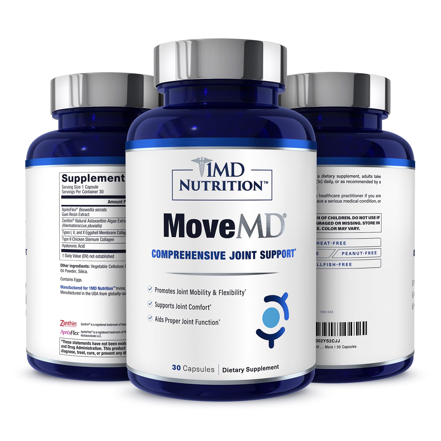 MoveMD: botella de cápsulas para soporte articular diario.
