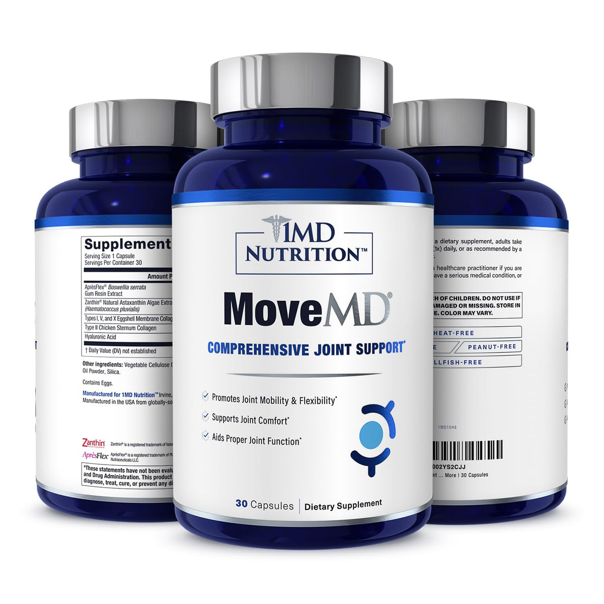 MoveMD: botella de cápsulas para soporte articular diario.