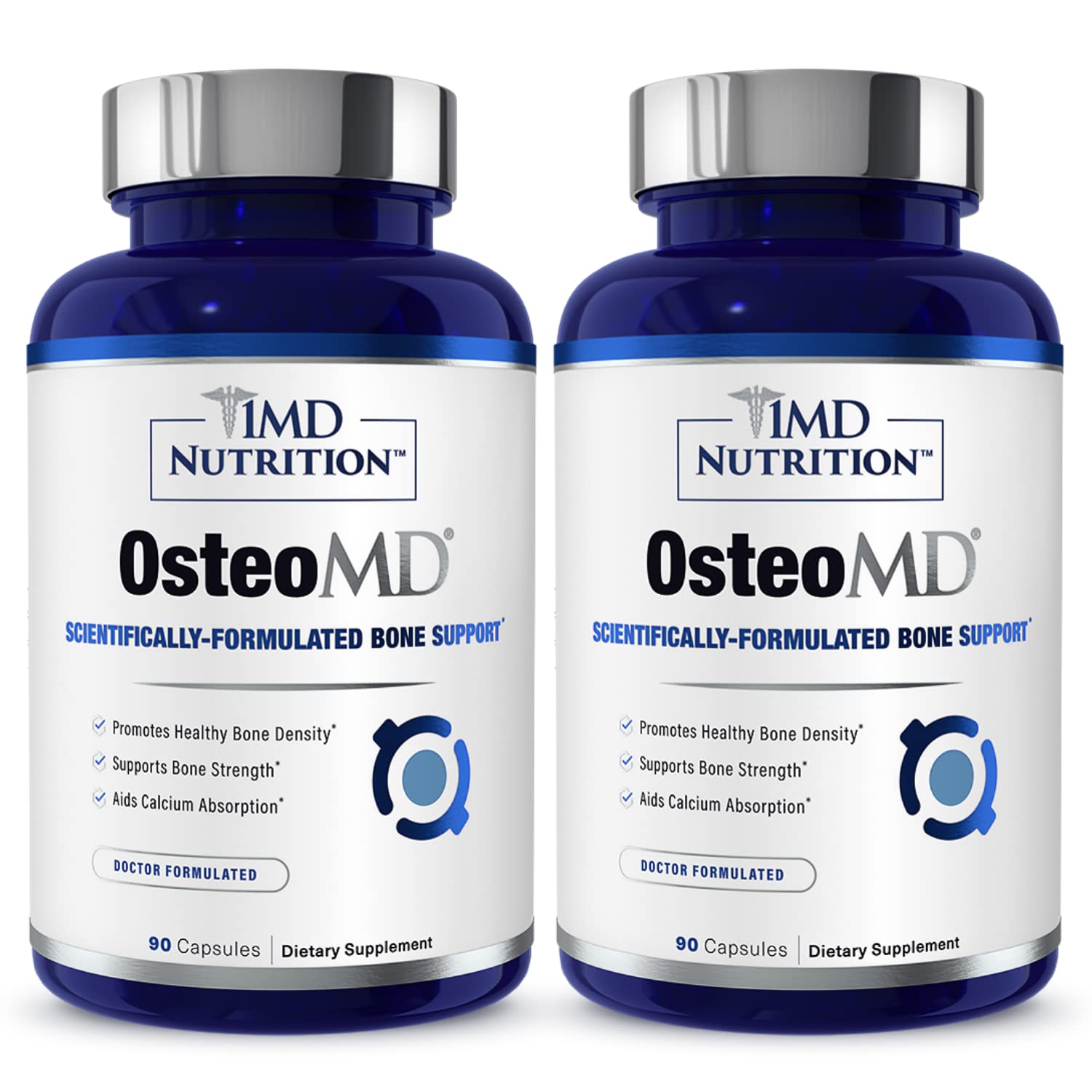 OsteoMD de 1MD Nutrition: botella con cápsulas para posible apoyo de densidad ósea