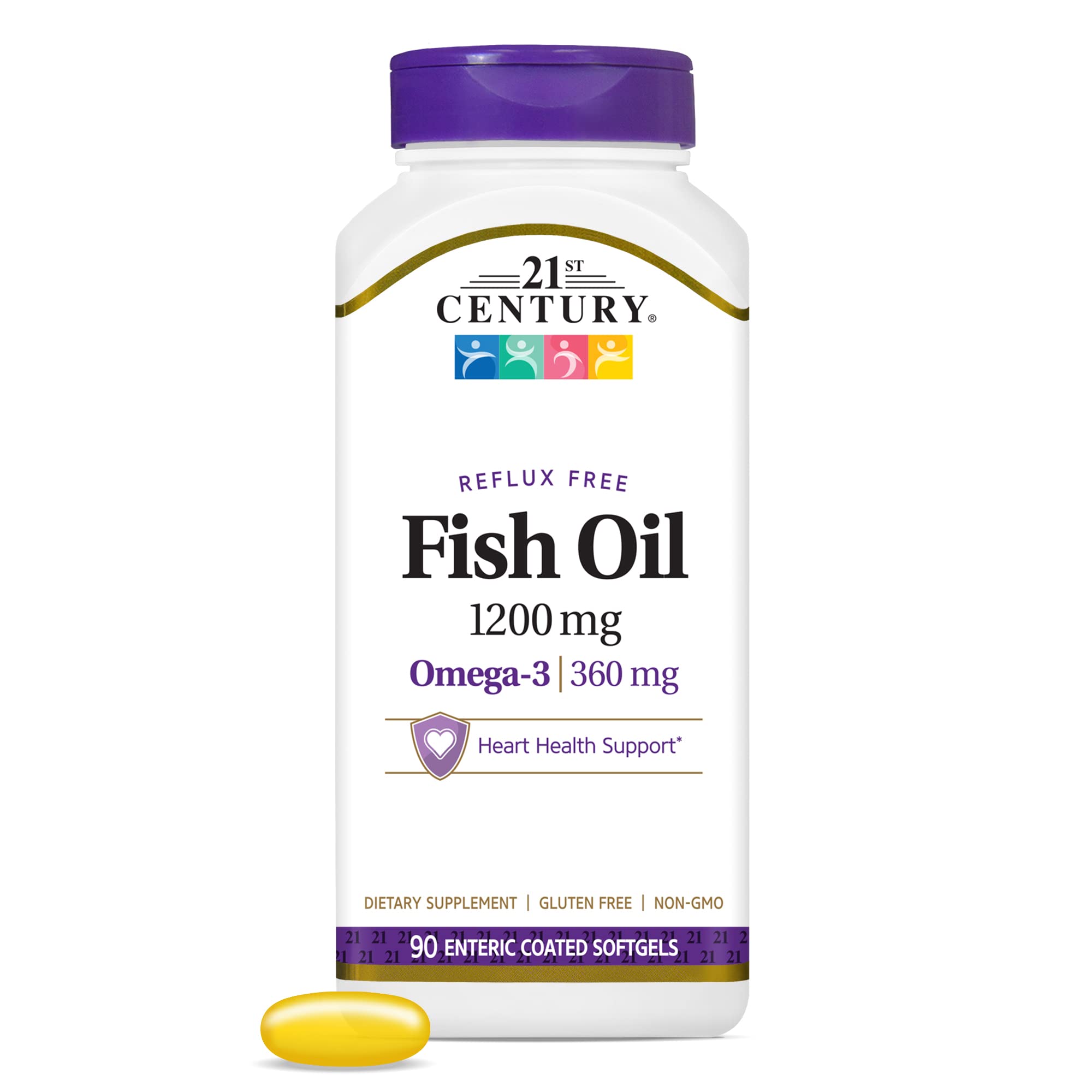 Cápsulas entéricas de aceite de pescado 21st Century para uso diario.