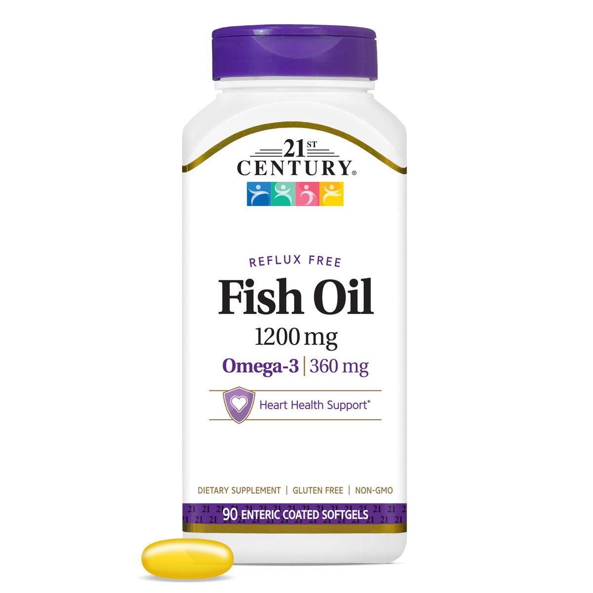 Cápsulas entéricas de aceite de pescado 21st Century para uso diario.