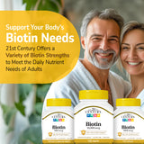 Biotina 21st Century 10,000 mcg información nutricional clara.