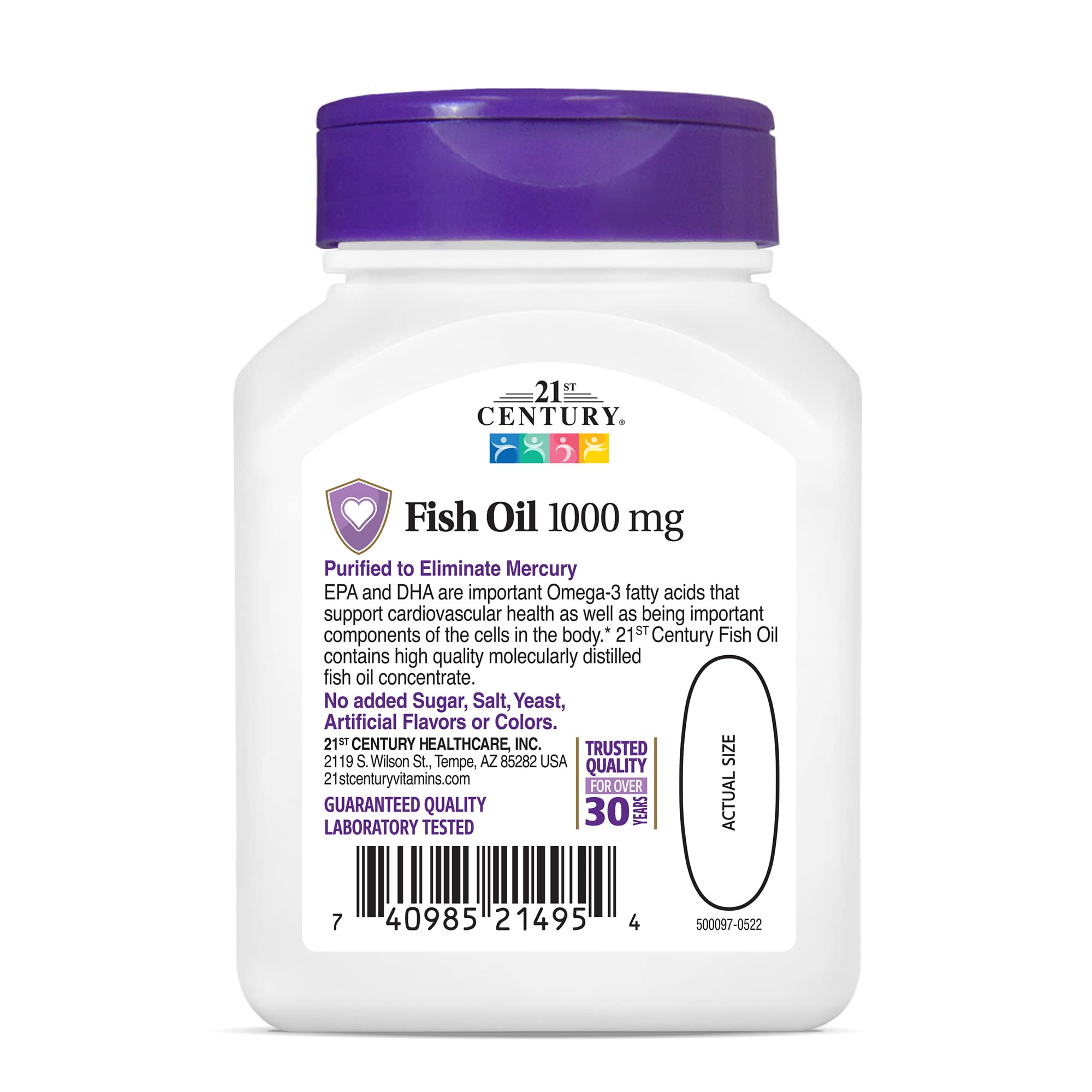 21st Century Fish Oil etiqueta sin aditivos y sin azúcares