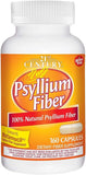Botella de 21st Century Psyllium Fibra con cápsulas fáciles de tragar para apoyo digestivo.