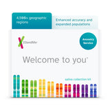Kit de ascendencia 23andMe con tubo de saliva para iniciar el análisis en casa