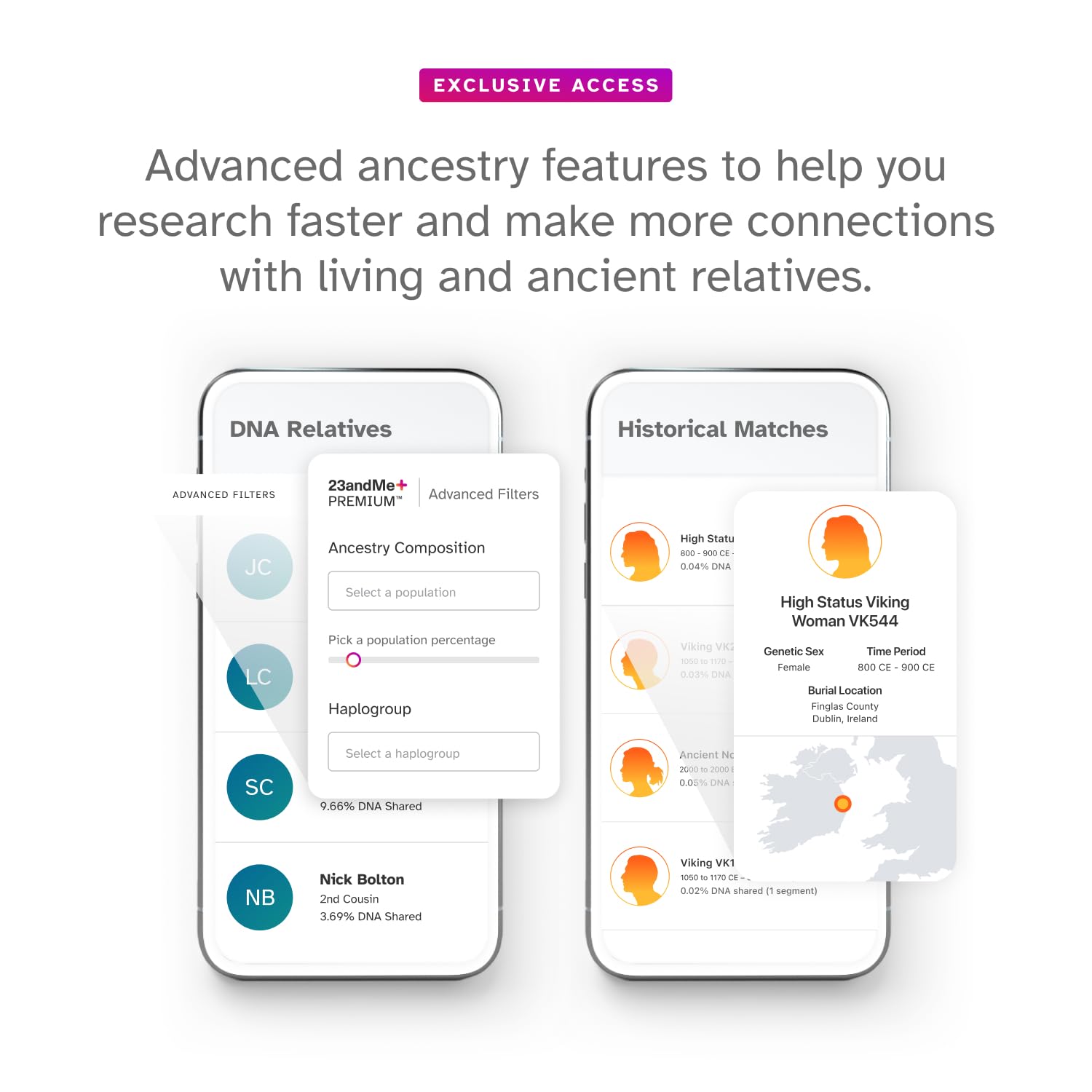 Informe de ancestros disponible en 23andMe+ Premium