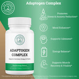 2nd Springs Adaptogen Complex, etiqueta-frasco: presentación clara y natural.