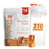 Conjunto 310 Nutrition con mezcla para comidas caramelo helado, ideal para empezar el día.