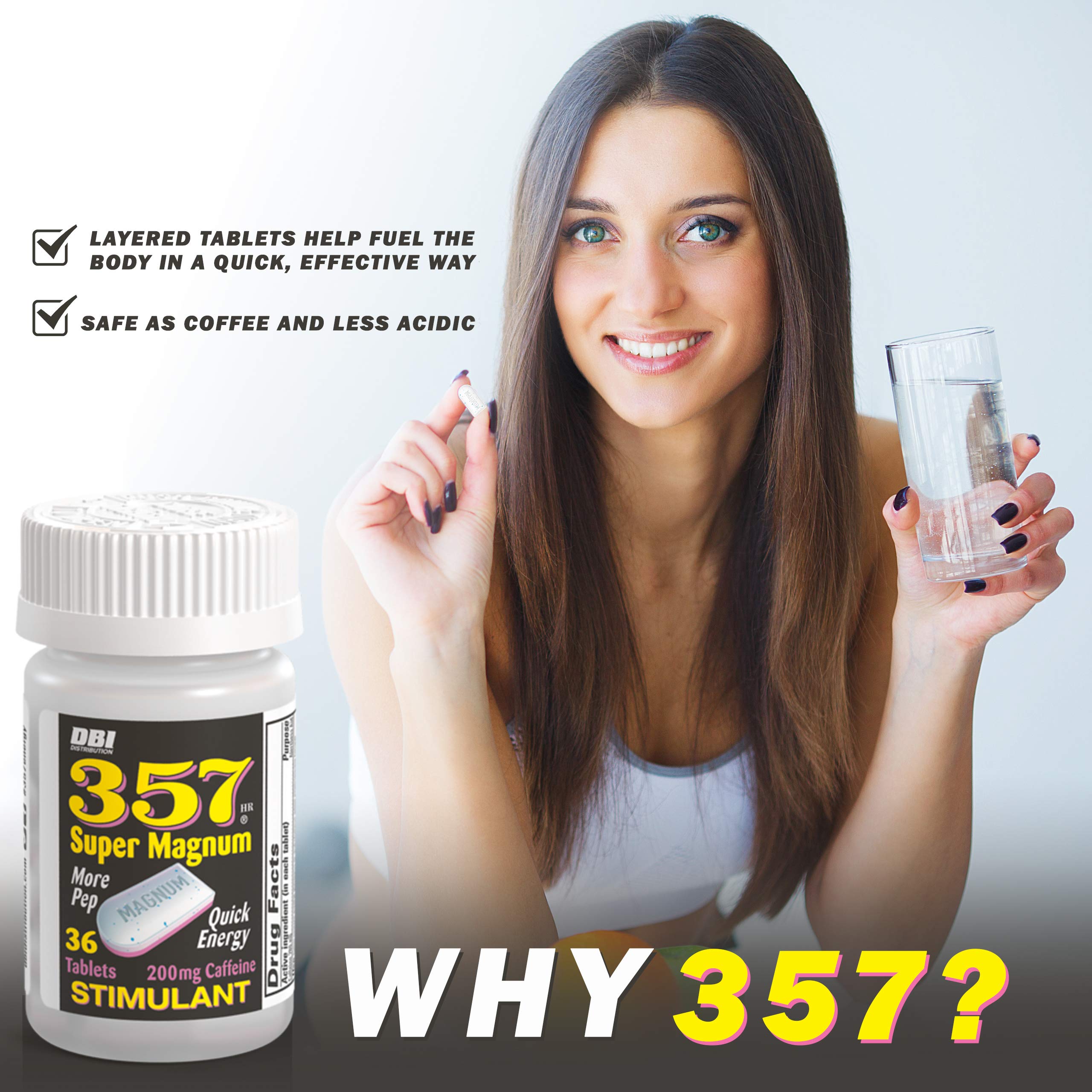 Etiqueta de 357 HR MAGNUM mostrando cafeína