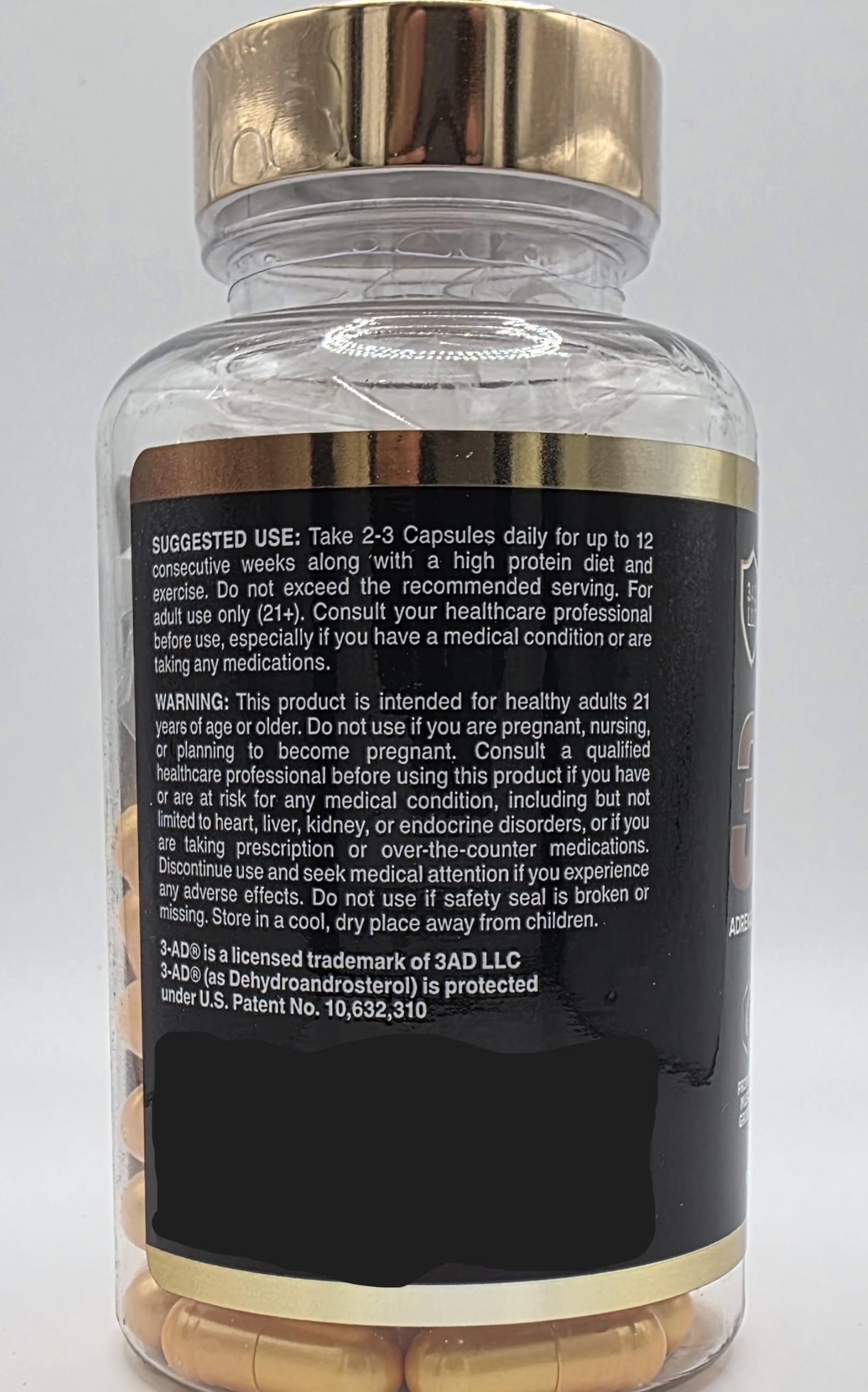 3-AD Black Series empaque cGMP, calidad y trazabilidad del producto.