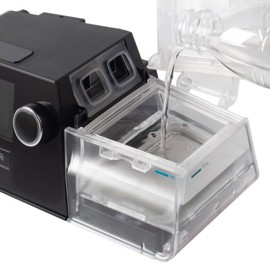 Cámara de agua Luna G3 de 3B Medical, transparente para ver nivel y rellenar fácilmente.