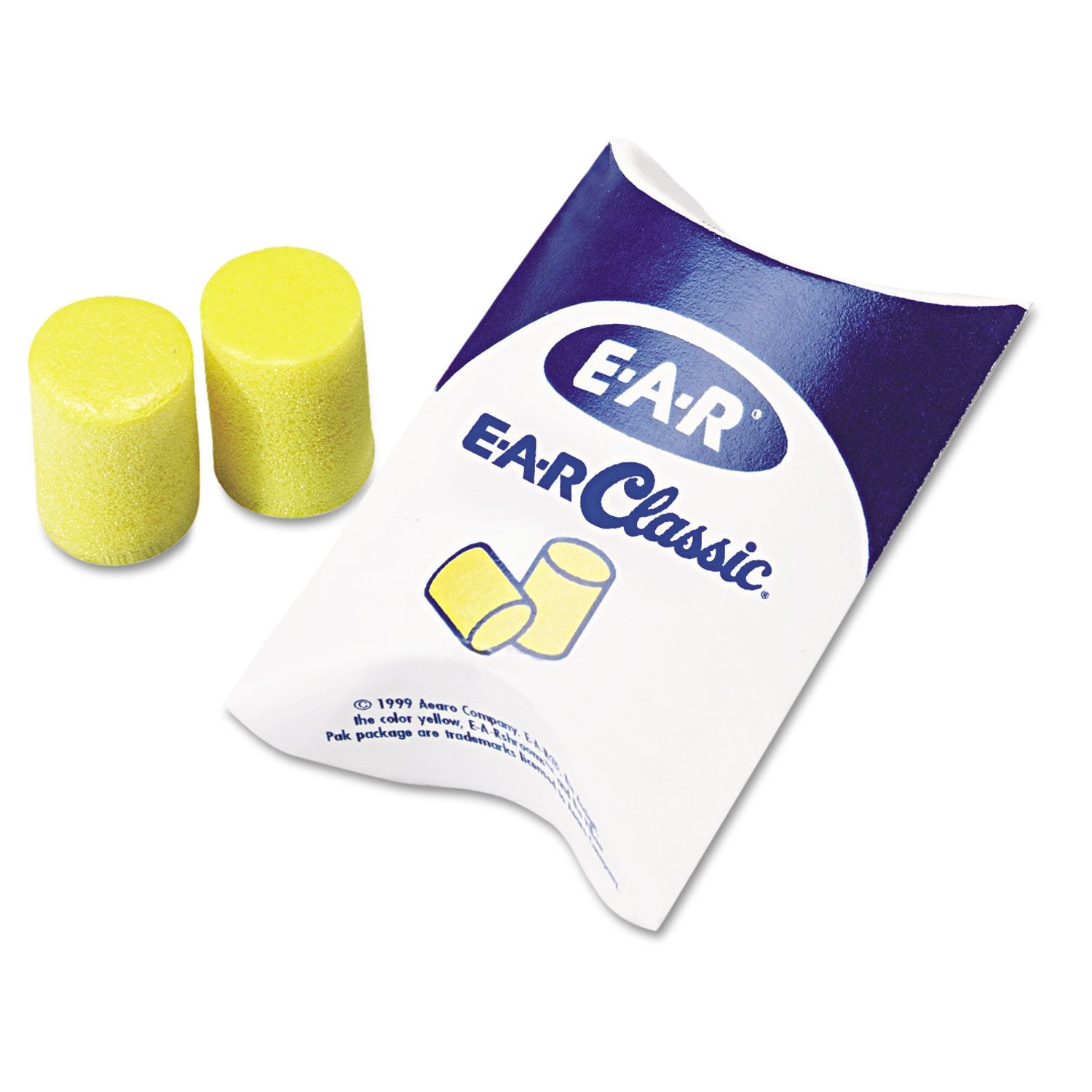 Protector auditivo 3M amarillo en empaque de 200 pares para uso diario.