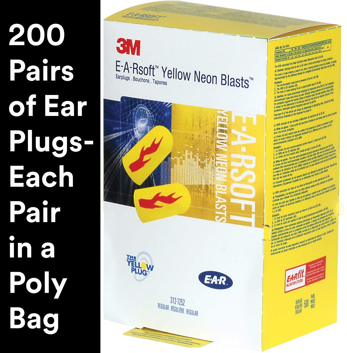 3M tapones Earsoft amarillo neón en bolsa, higiene lista para uso