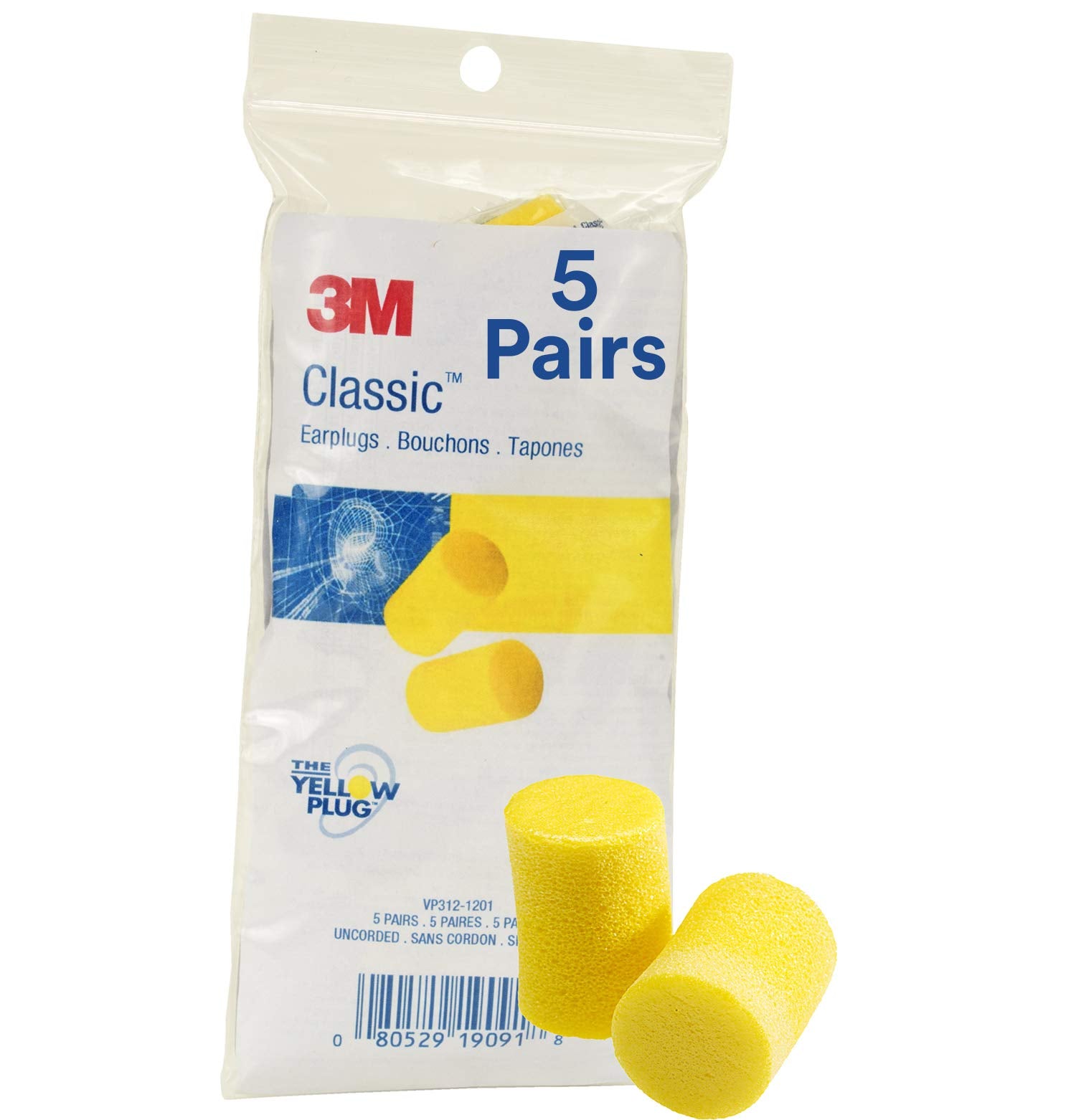Tapones 3M E-A-R Clásico de Espuma en uso para protección auditiva diaria.