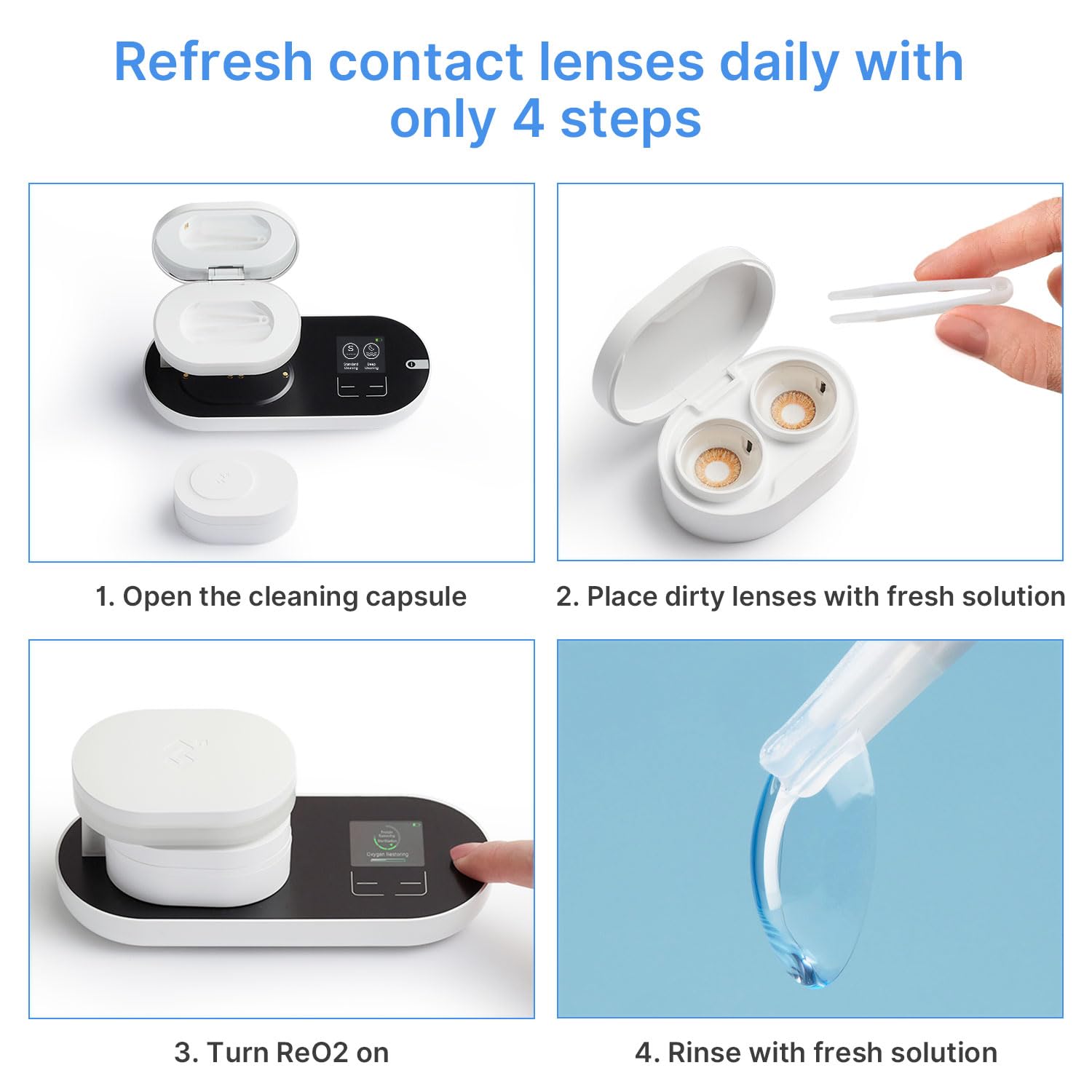 3n ReO2 Gen6 estuche compacto facilita cuidado de lentes en casa