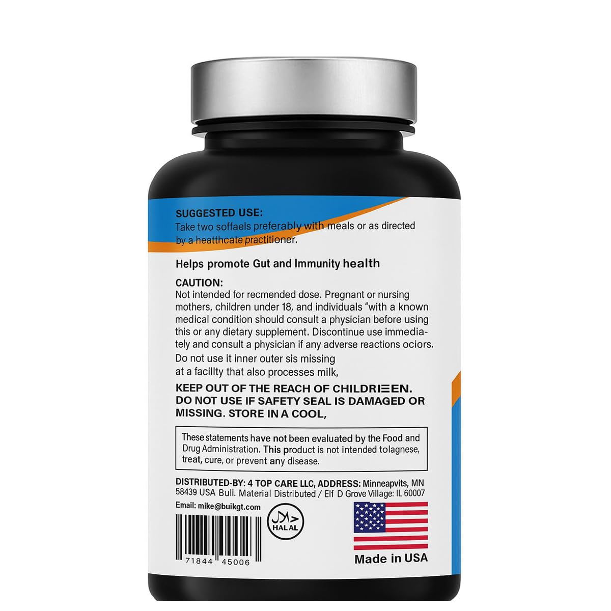 4 TOP CARE H4U Digestive Enzymes botella frontal con cápsulas suaves