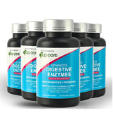 4 TOP CARE H4U Digestive Enzymes cápsulas cercanas destacando la textura suave