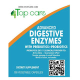 4 TOP CARE H4U Digestive Enzymes etiqueta trasera con ingredientes y uso