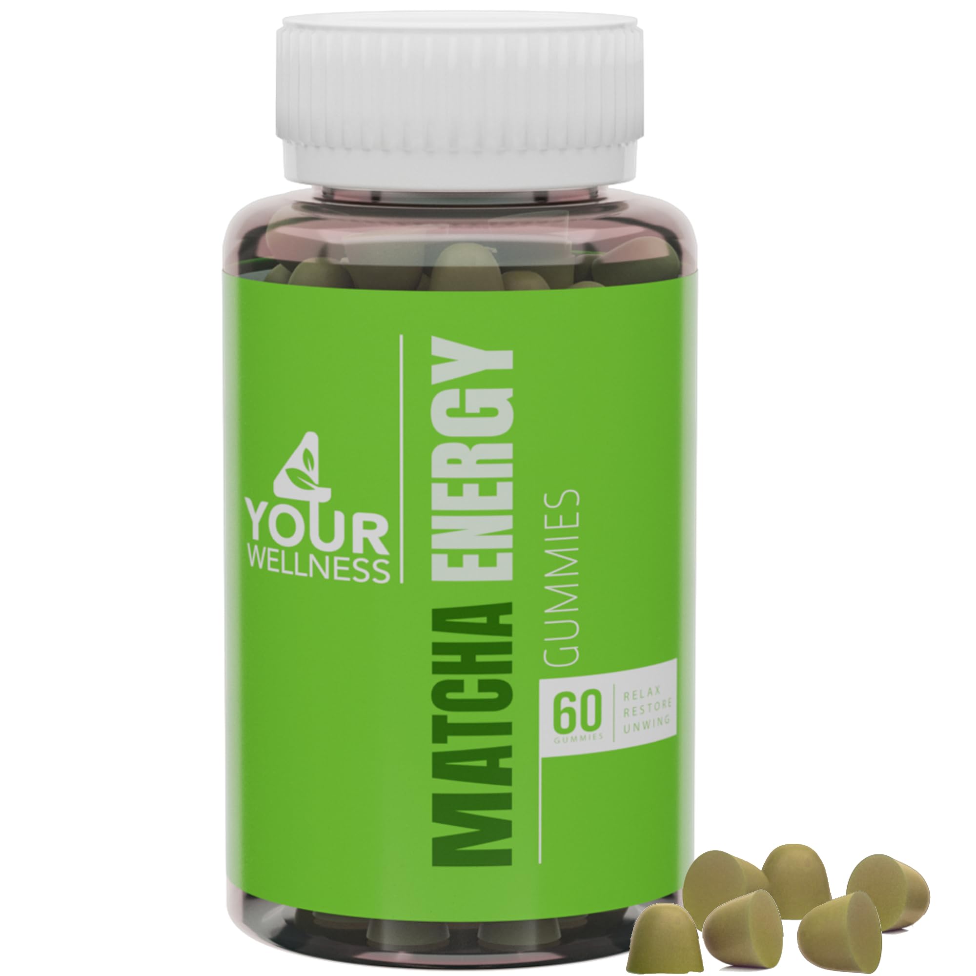 Gominolas de Matcha 4 Your Wellness en envase, energía diaria suave