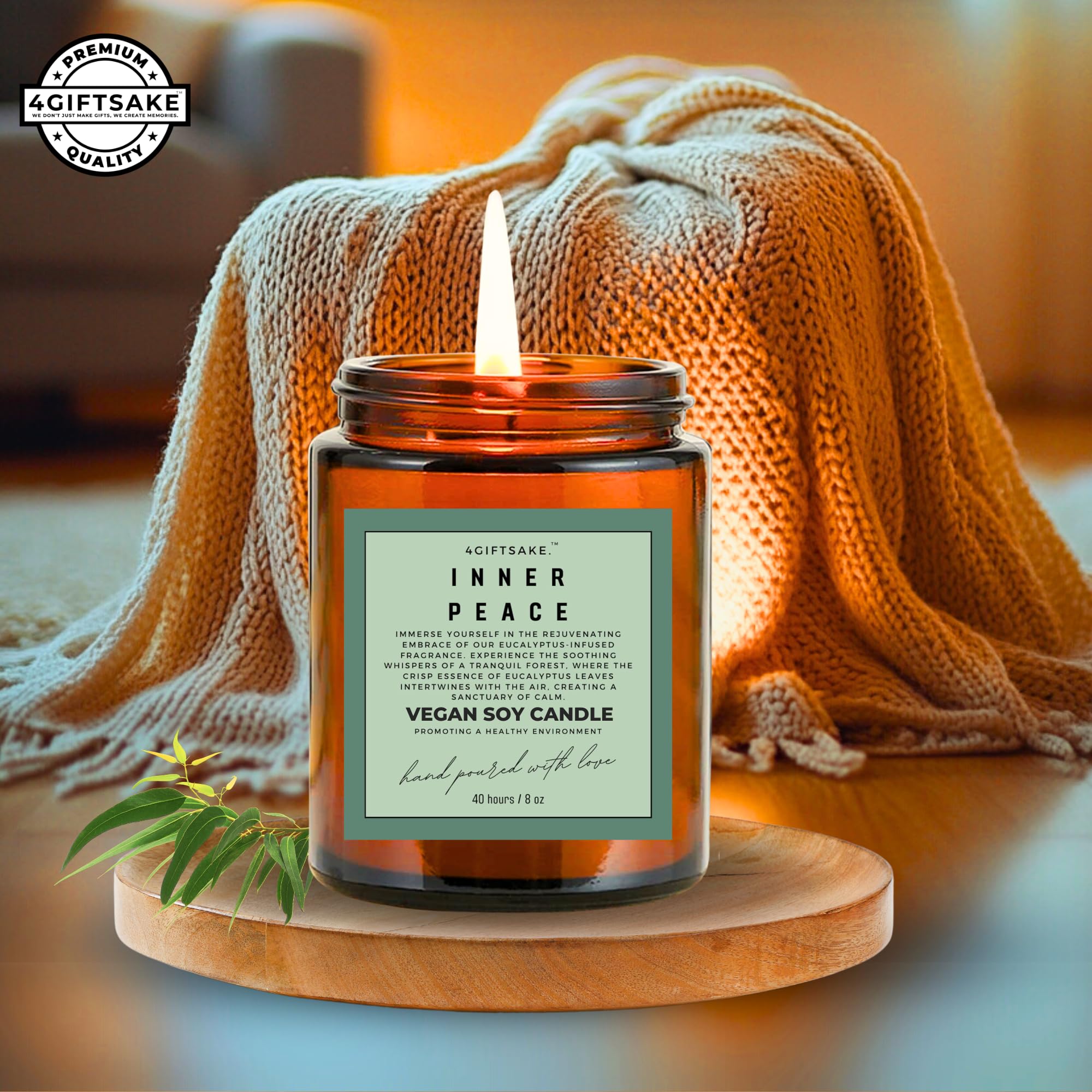 Iluminación cálida de la vela 4GiftSake creando un ambiente suave