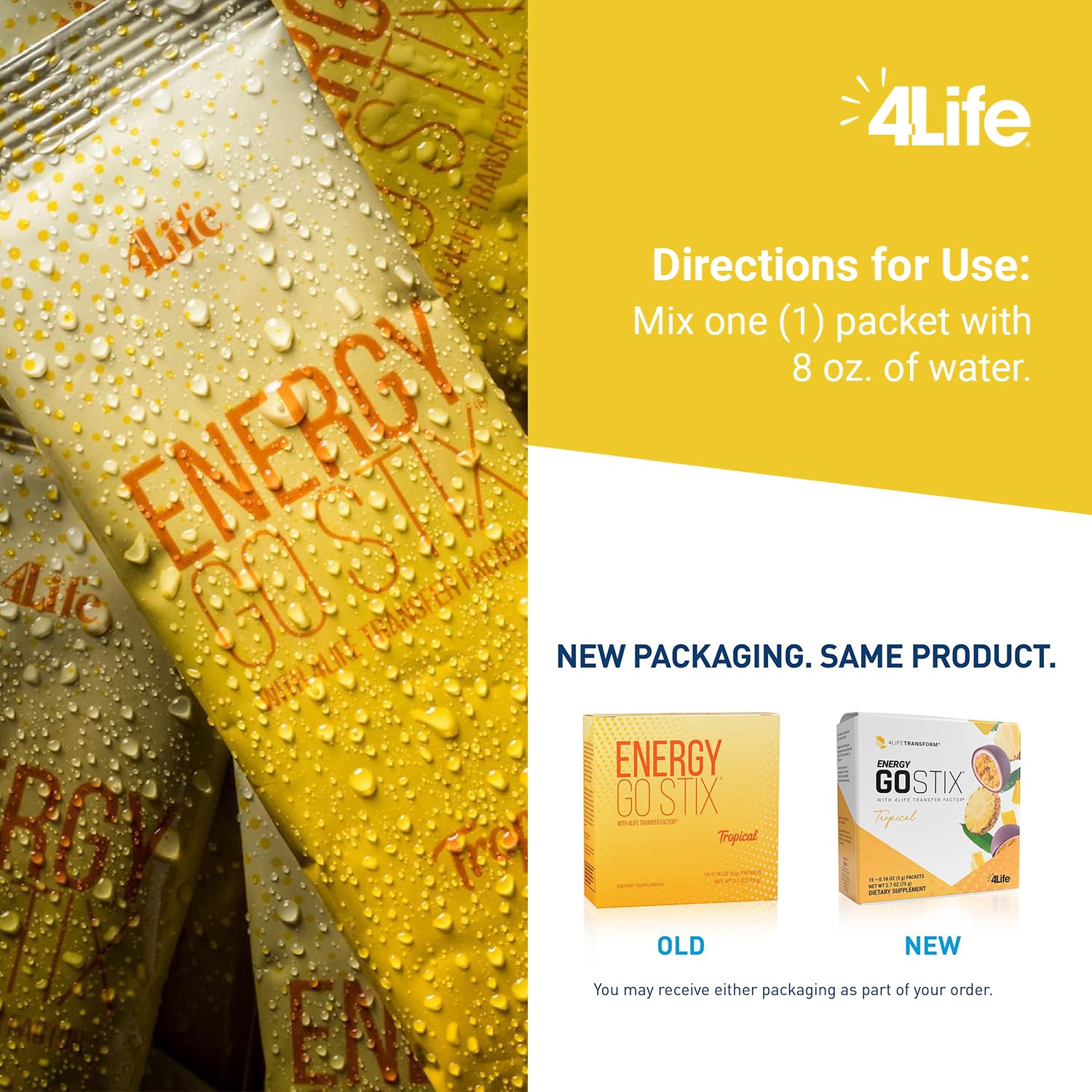 4Life Energy Go Stix, con factor de transferencia, opción informativa para apoyar la energía