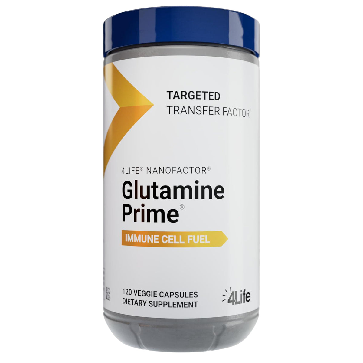 4Life Glutamine Prime: botella con cápsulas vegetales para energía diaria.