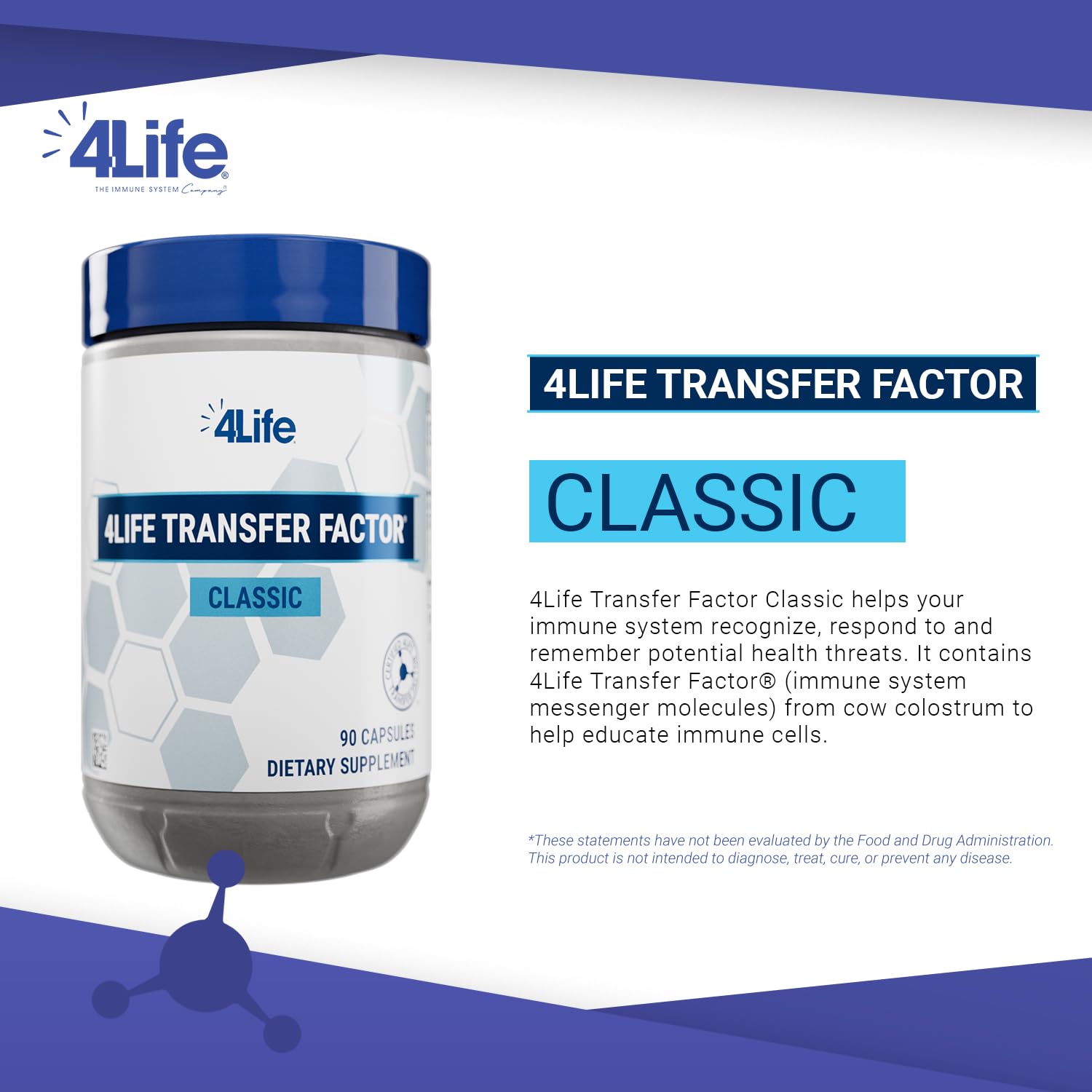 Etiqueta clara de 4Life Transfer Factor Classic para rutina diaria.