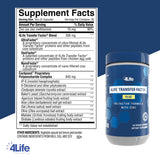 Bote con cápsulas de 4Life Transfer Factor Plus, fácil de incorporar a la rutina diaria.