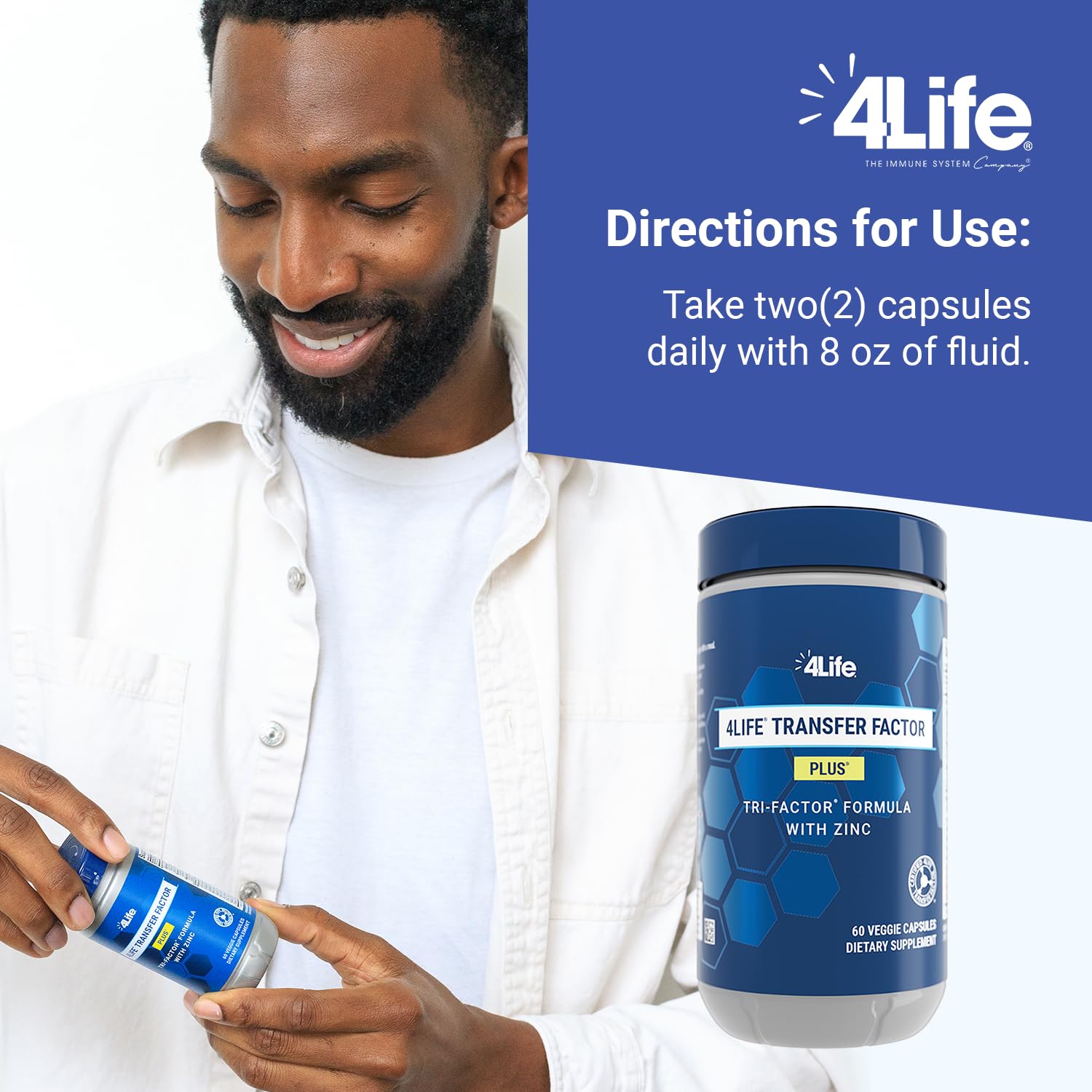 Cápsulas con zinc en 4Life Transfer Factor Plus.