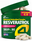 4Well Resveratrol 1800mg en botella, apoyo a la energía diaria.