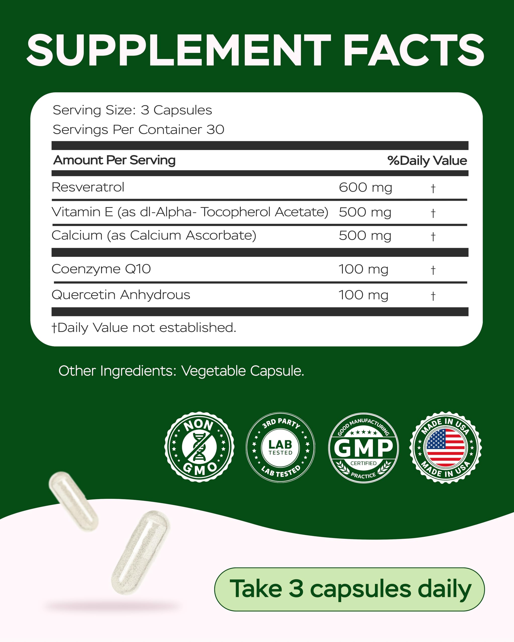 Calcio ascorbato en fórmula 4Well Resveratrol para soporte vascular.