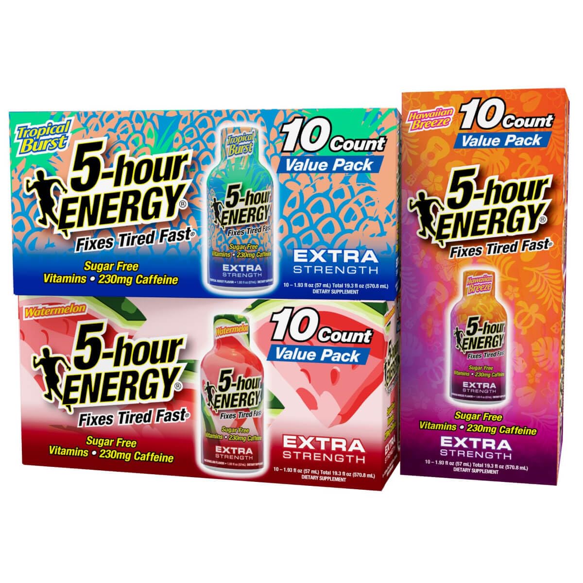 5-hour ENERGY estallido tropical, sabor intenso para un impulso rápido.