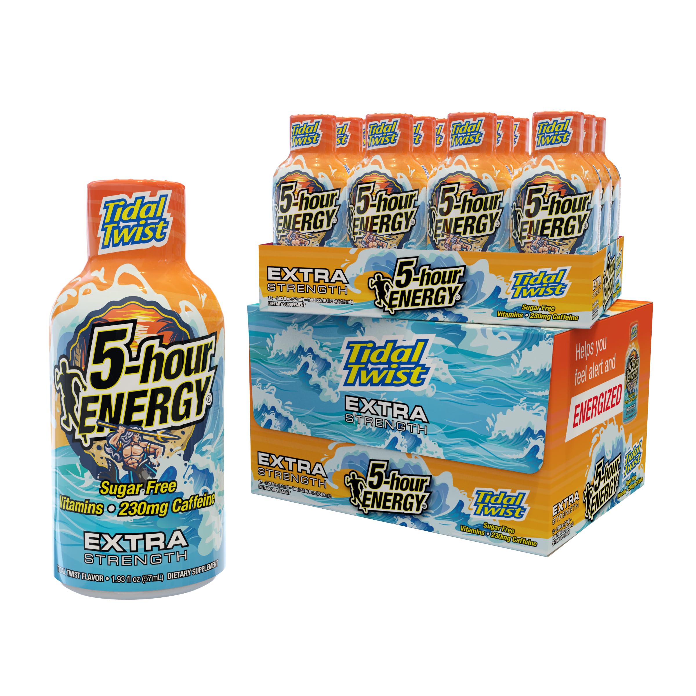 Botella de 5-hour ENERGY Extr Fuerza con sabor Tidal Twist para impulso rápido sin azúcar.