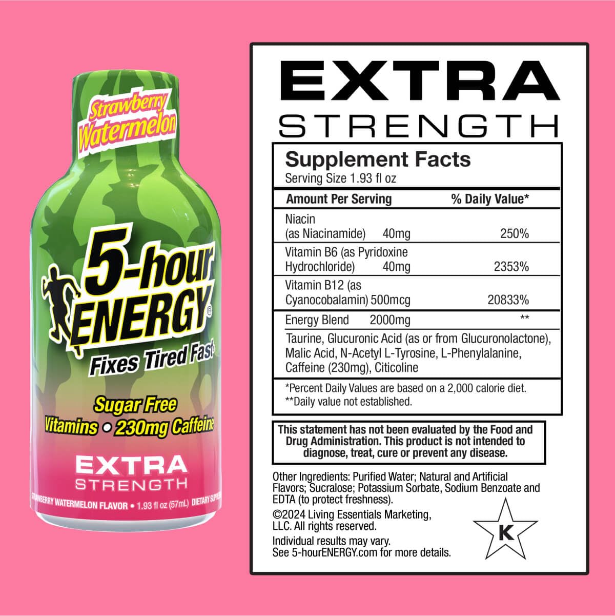 5-hour ENERGY sabor fresa sandía con sabor intenso sin azúcar