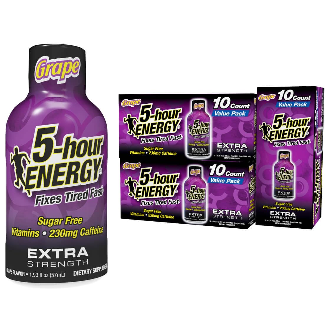 5-hour ENERGY Shot envase uva, energía rápida para estudiar o trabajar.