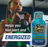 Dosis rápida de cafeína 230 mg con 5-hour ENERGY Shot Extra Strength Frambuesa Azul.