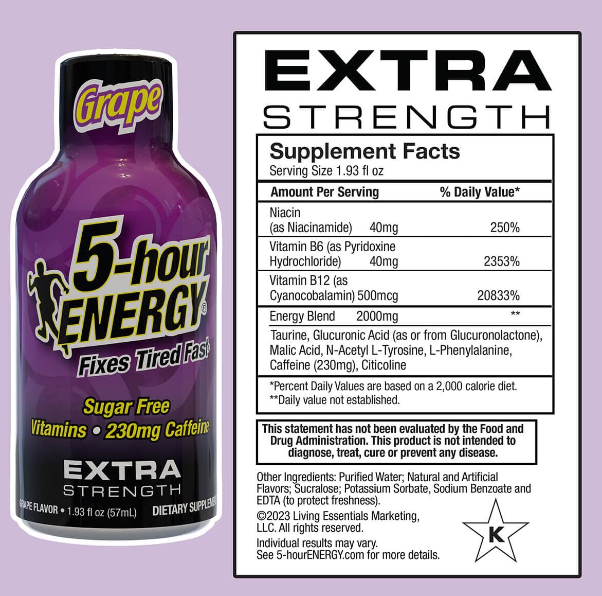 5-hour ENERGY Shot frasco compacto, ideal para estudiar o trabajar.