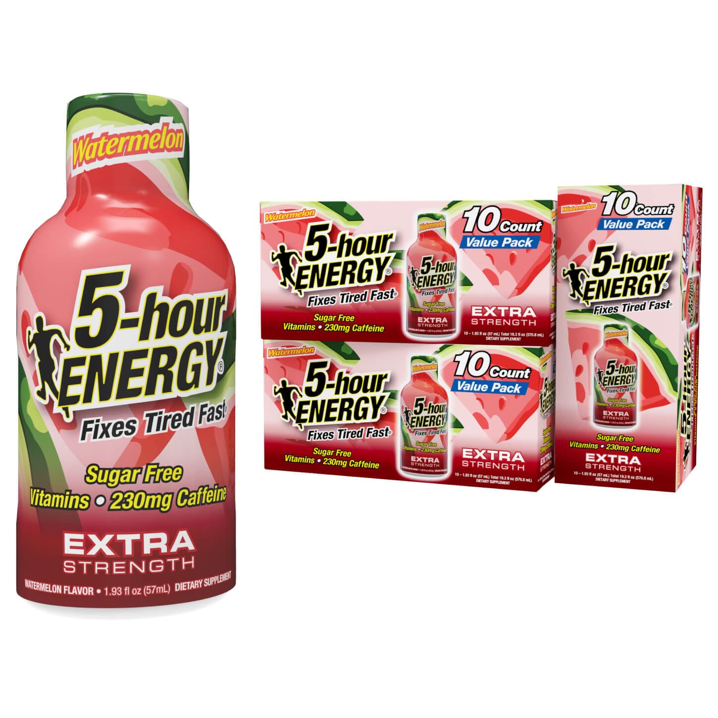 5-hour ENERGY Shot sabor sandía: impulso rápido y refrescante para el día.