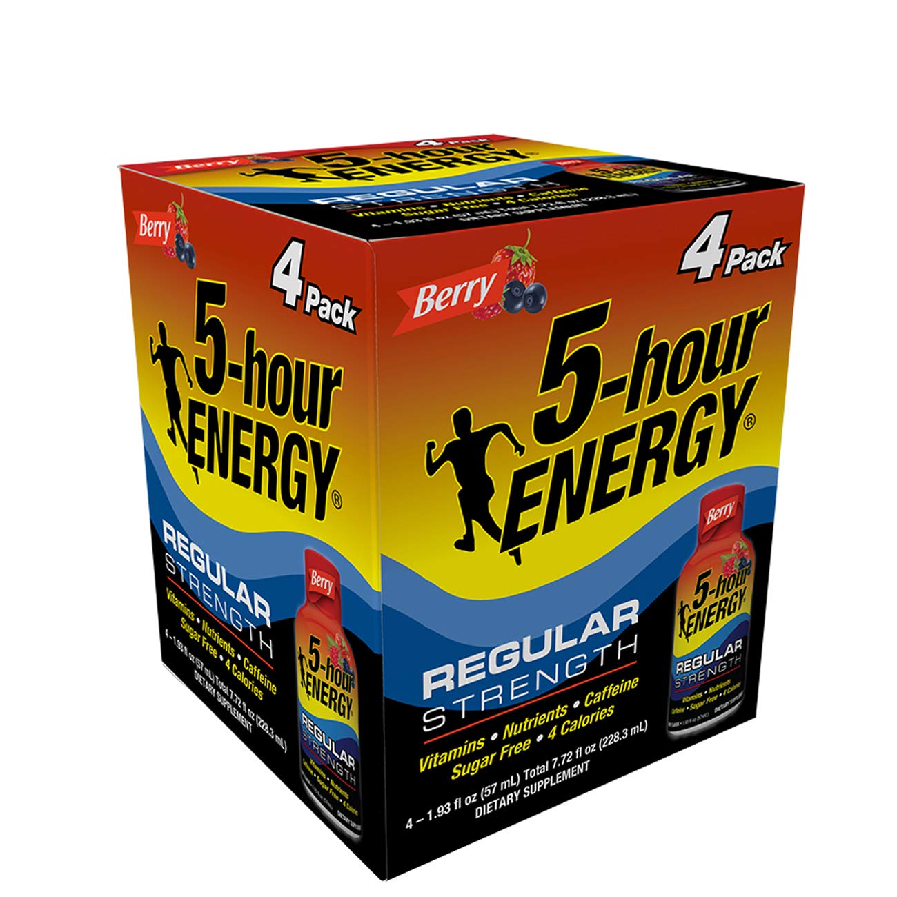 5-hour ENERGY sabor baya, botella, impulso rápido de energía sin azúcar.