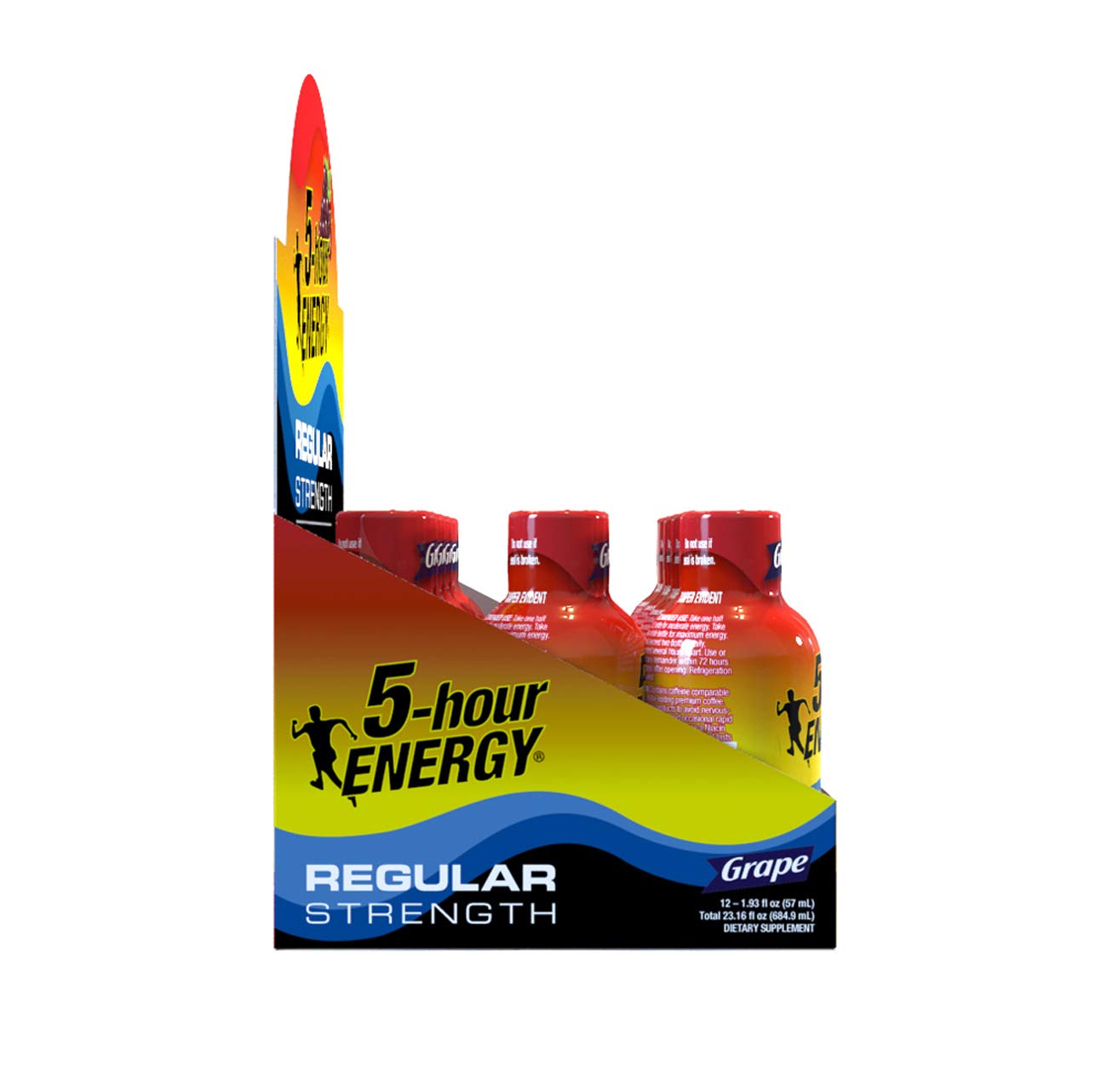 Etiqueta clara de 5-hour ENERGY Shot uva con información visible