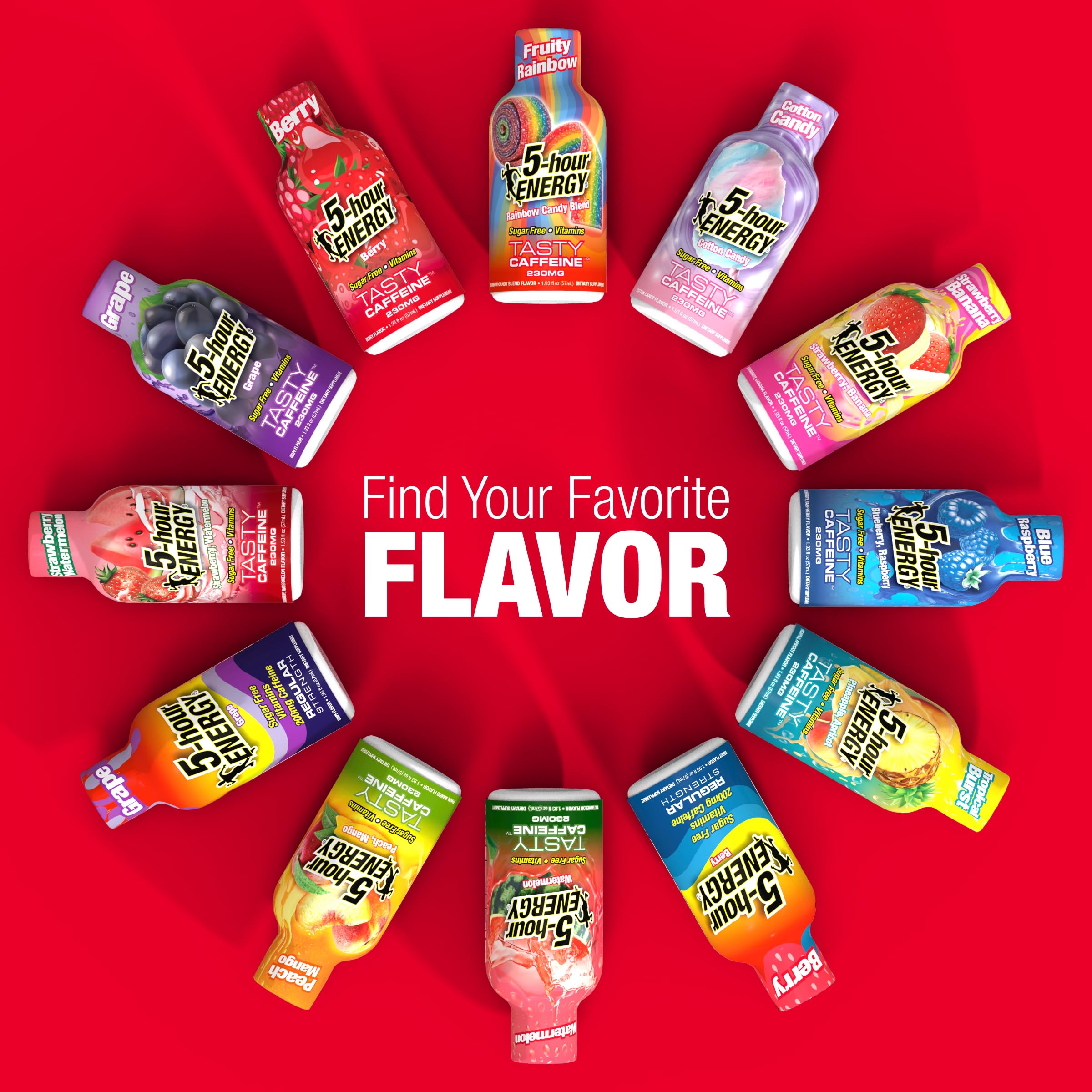Close-up of 5-hour ENERGY Shots Extra Strength Berry label highlighting zero sugar claim.