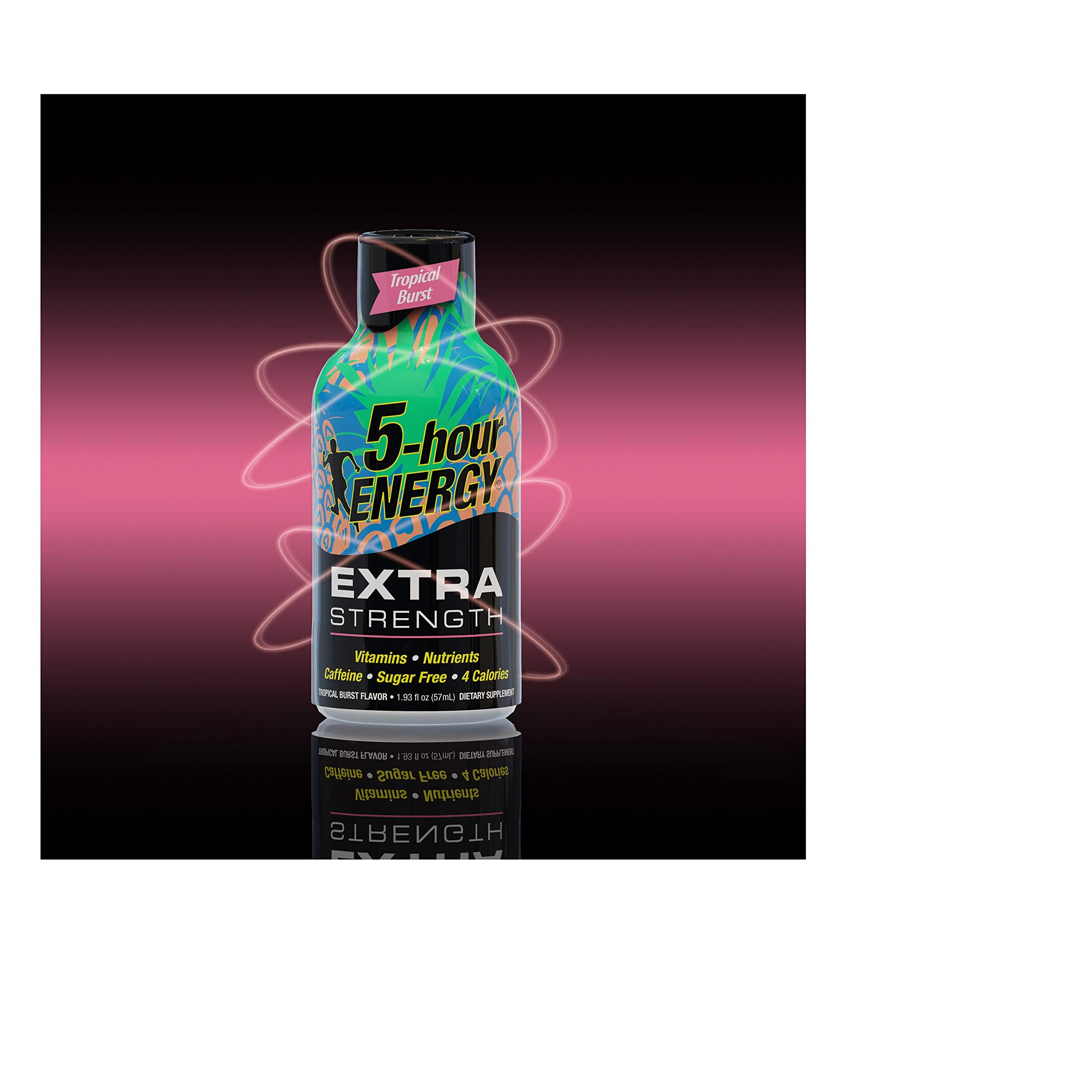 Etiqueta de 5-hour ENERGY Tormenta Tropical: cero calorías y vitaminas.