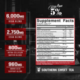 Rich Piana AllDayYouMay BCAA, etiqueta sabor té dulce del sur para hidratación y rendimiento