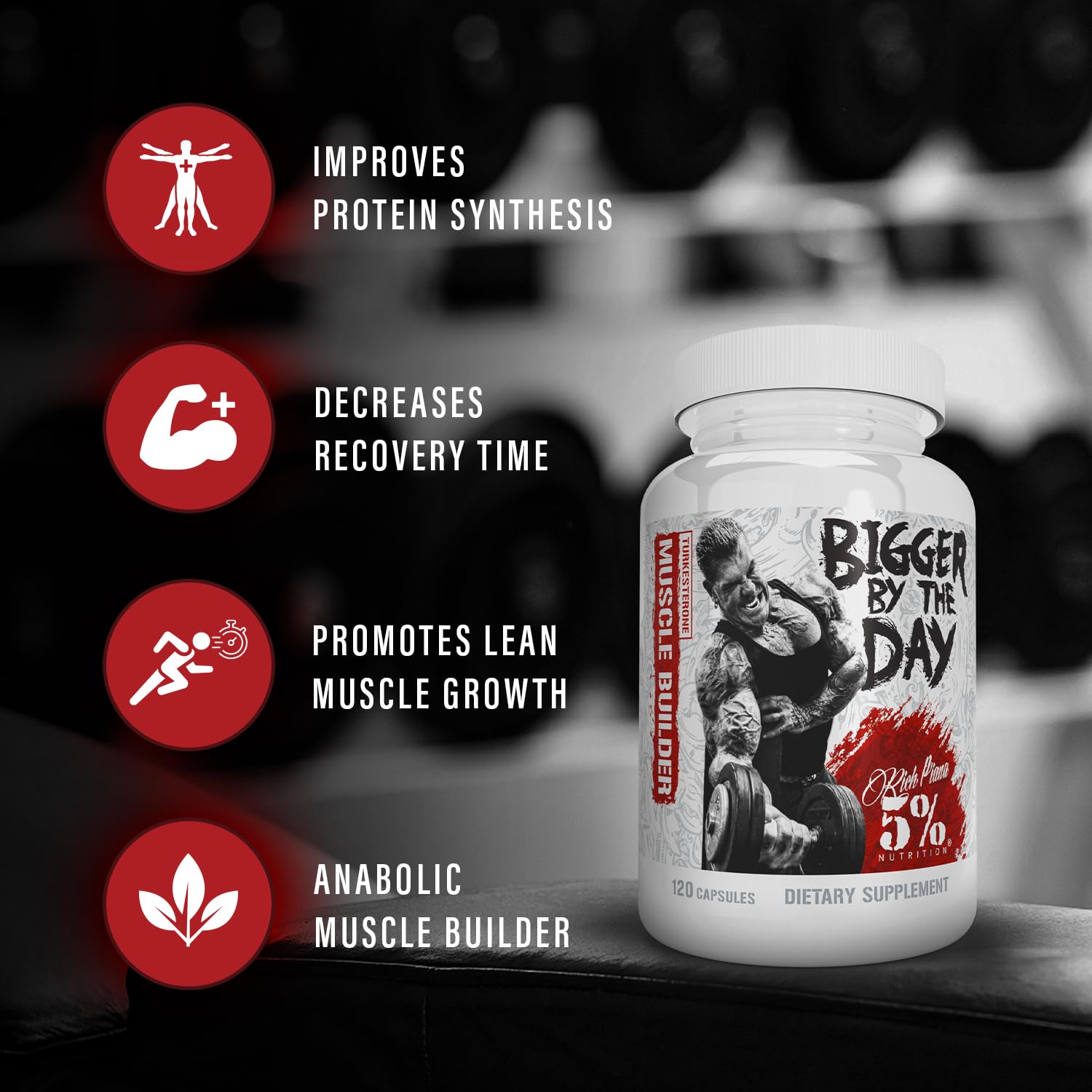5% Nutrition Rich Piana BiggerByTheDay: cápsulas fáciles de ingerir
