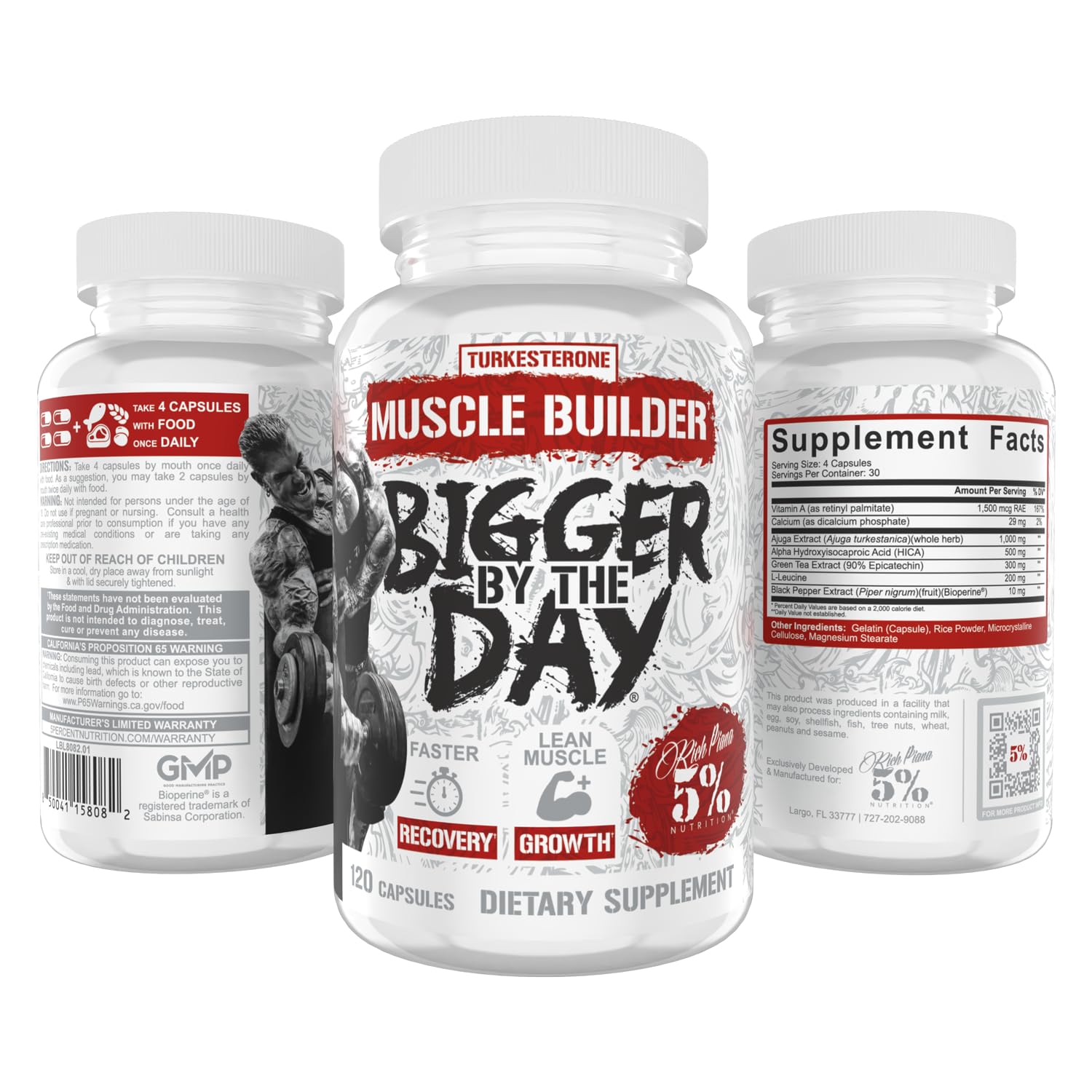 5% Nutrition Rich Piana BiggerByTheDay: información nutricional clara