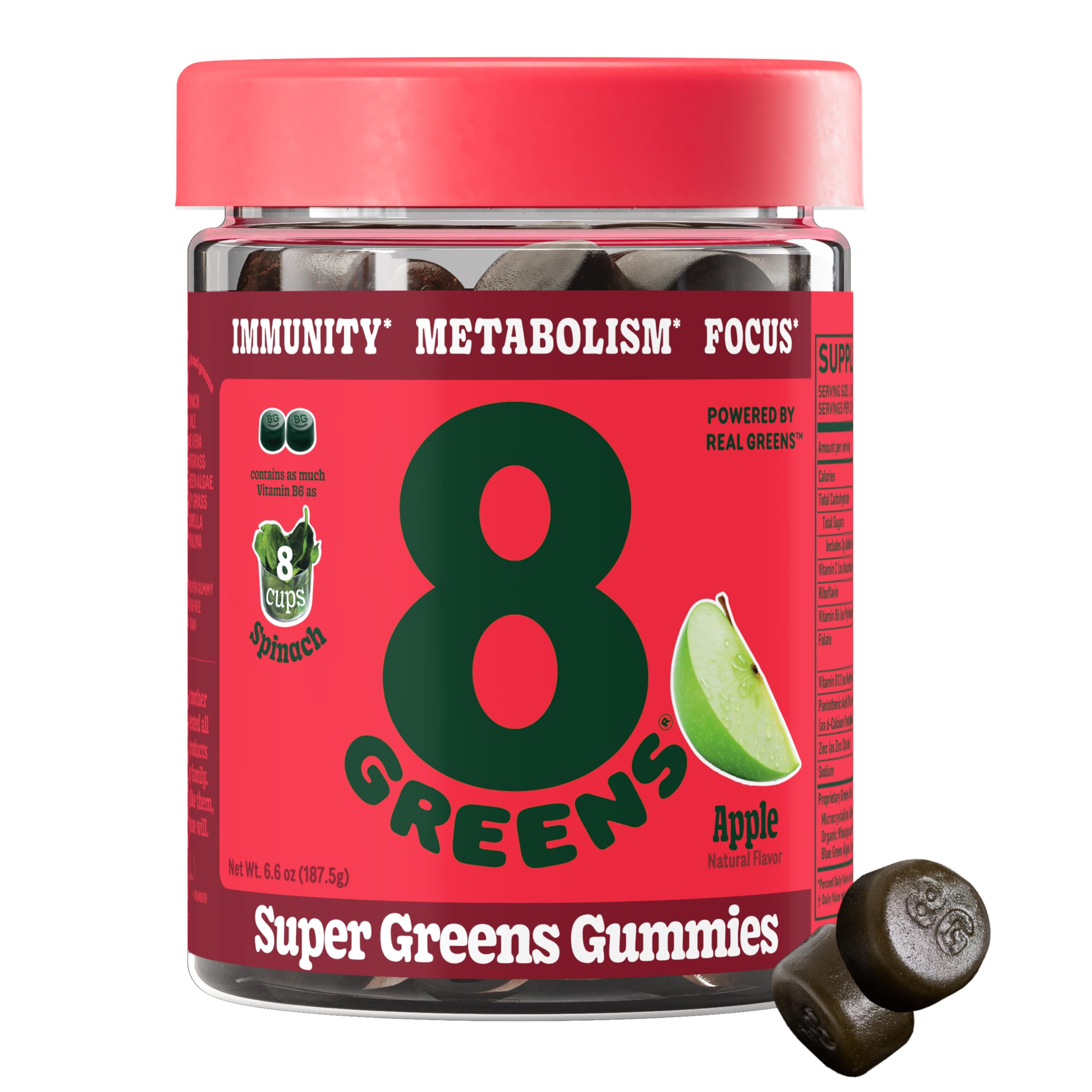 8Greens Supergreens Gummies envase práctico para consumo diario en familia.
