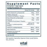 Vitál Nutrients Complejo de Vitaminas B, cápsulas para metabolismo y vitalidad