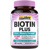 Vitalibre Biotina 10000mcg en frasco para cabello sano